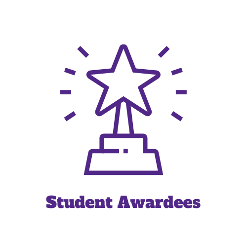 image of a trophy with a star on top and the words "student awardees"