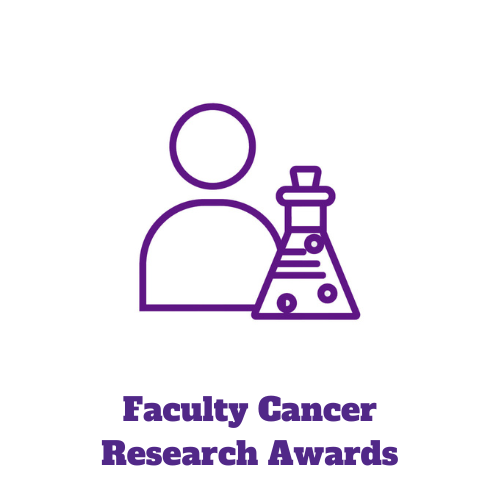 outline of a person with a beaker and the words "Faculty Cancer Research Awards"