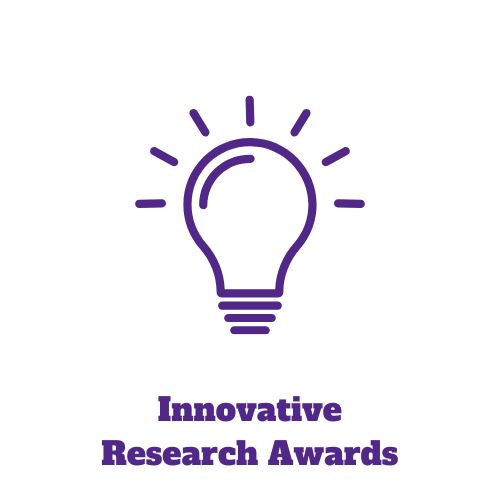 Outline of a lightbulb with the words "Innovative Research Awards"