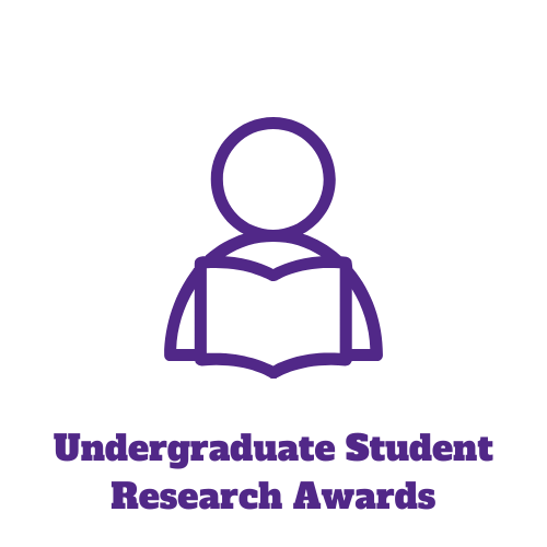 an icon of a student studying with the words "undergraduate student research awards"