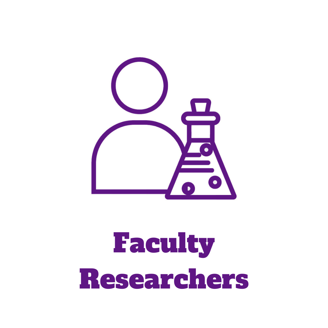 person with beaker icon and the words "Faculty Researchers"