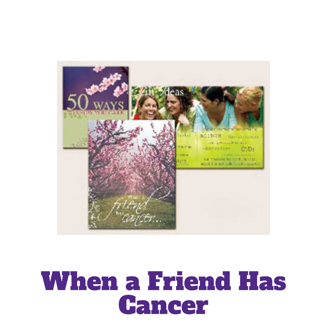 image of a brochure with cherry blossoms on it that says "when a friend has cancer"