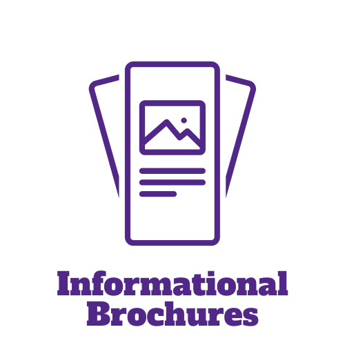abstract brochure icon and the words "informational Brochures"