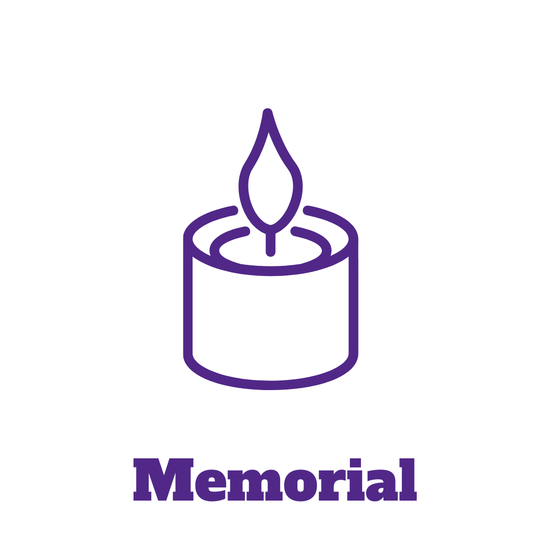 candle with flame with the word "memorial"