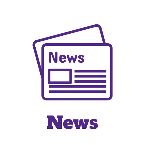 line drawing of a newsletter with the word "news"
