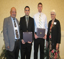 Leonard Delgado & Betty Mullett present awards to Jimmie Stewart & Jacob Hull, on behalf of the Fraternal Order of Eagles