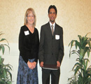 Council member Mary Jo Heyka presents award to Jithma Prasad Abeykoon